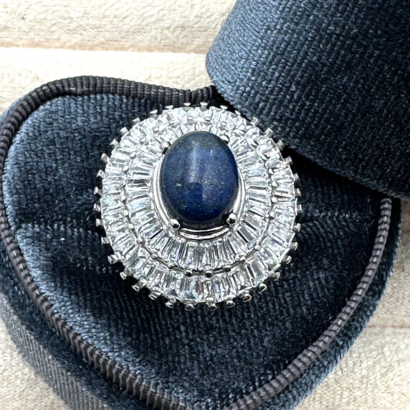 Blue Lapis Lazuli Clear Cubic Zirconia Silver Plated Ring Size 10 Ring Box Included: Blue Lapis Lazuli Clear Cubic Zirconia Silver Plated Ring Size 10 Ring Box Included