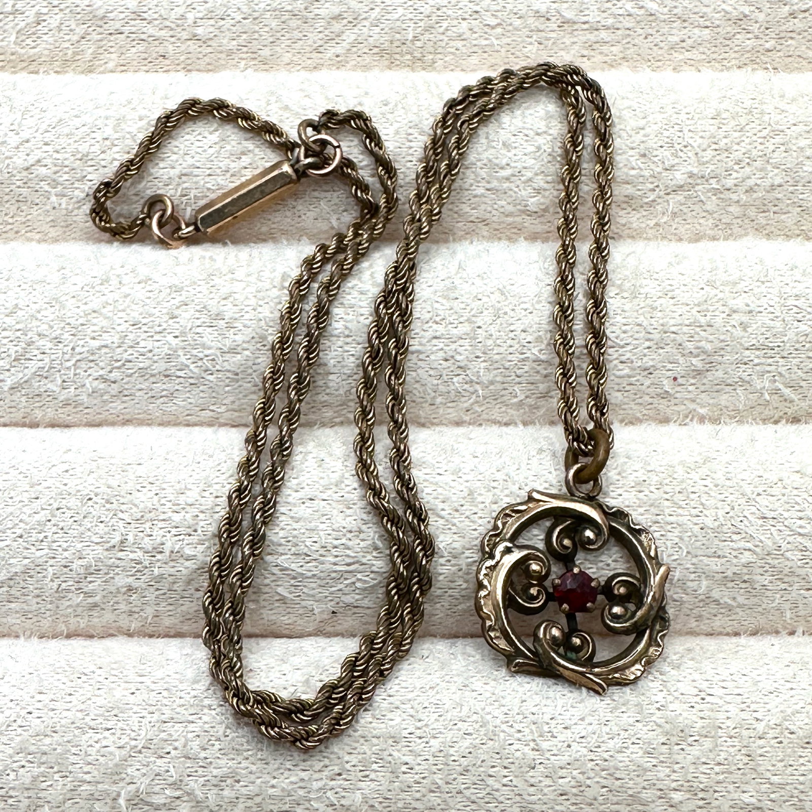 Antique Gold Filled Pendant Necklace 15 Inch Chain (1 of 2)