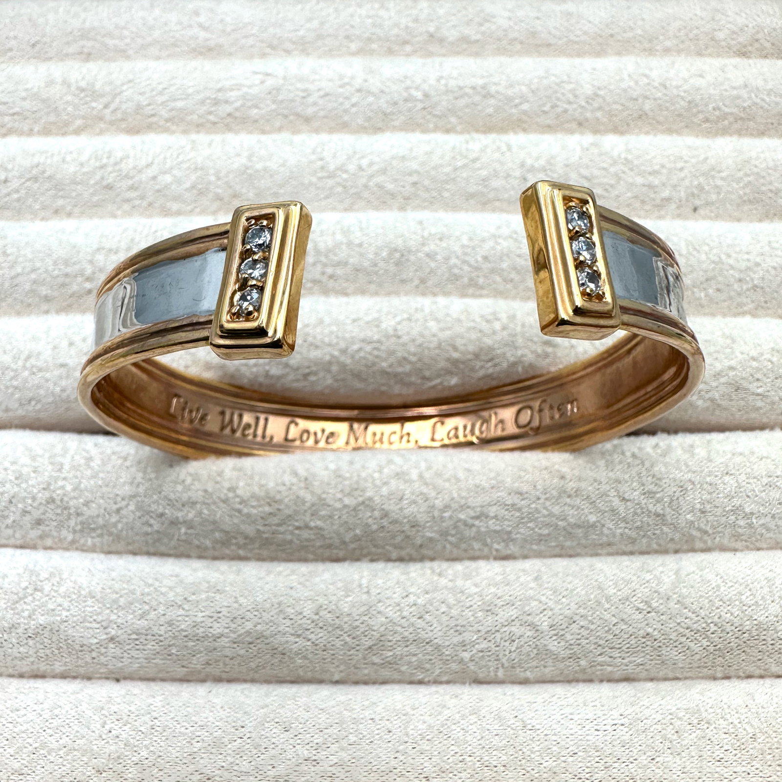 Live Love Laugh Gold Silver Plated Cuff Bracelet: Live Love Laugh Gold Silver Plated Cuff Bracelet