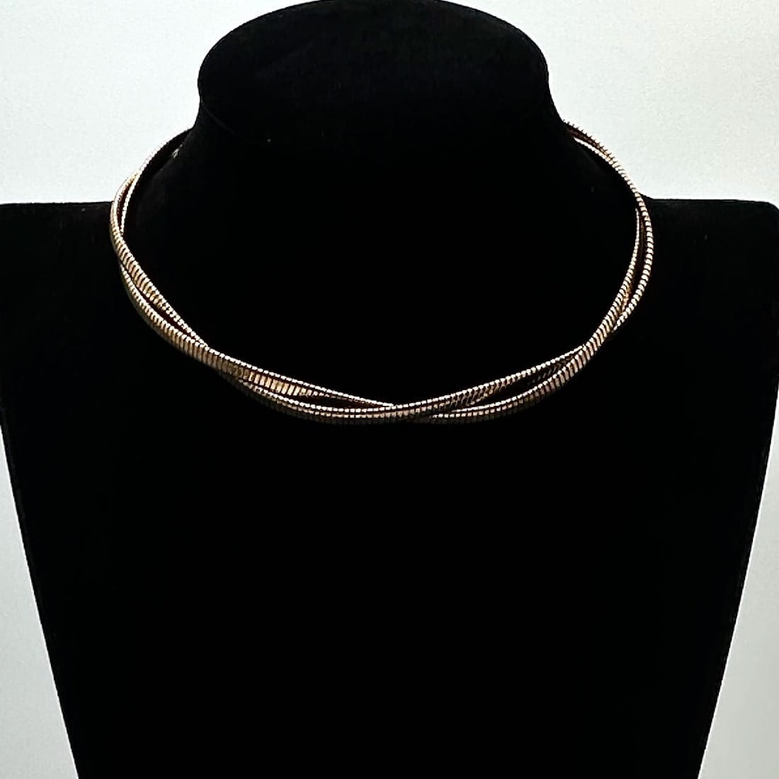 Vintage Gold Filled Double Strand Woven Design Choker Necklace 15 Inch: Vintage Gold Filled Double Strand Woven Design Choker Necklace 15 Inch