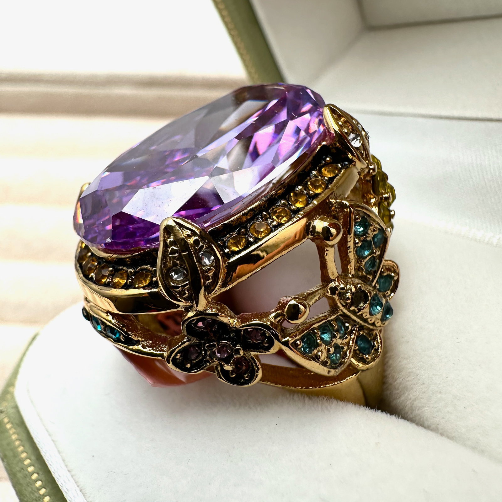 Purple Crystal Butterfly Design Gold Plated Ring Size 9 Ring Box Included (1 of 3)