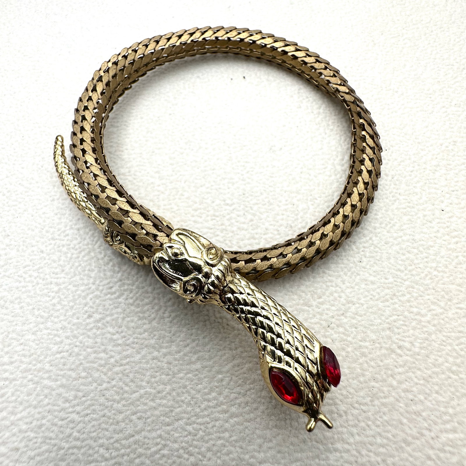 Vintage Gold Tone Snake Coil Bracelet Adjustable Size (1 of 2)