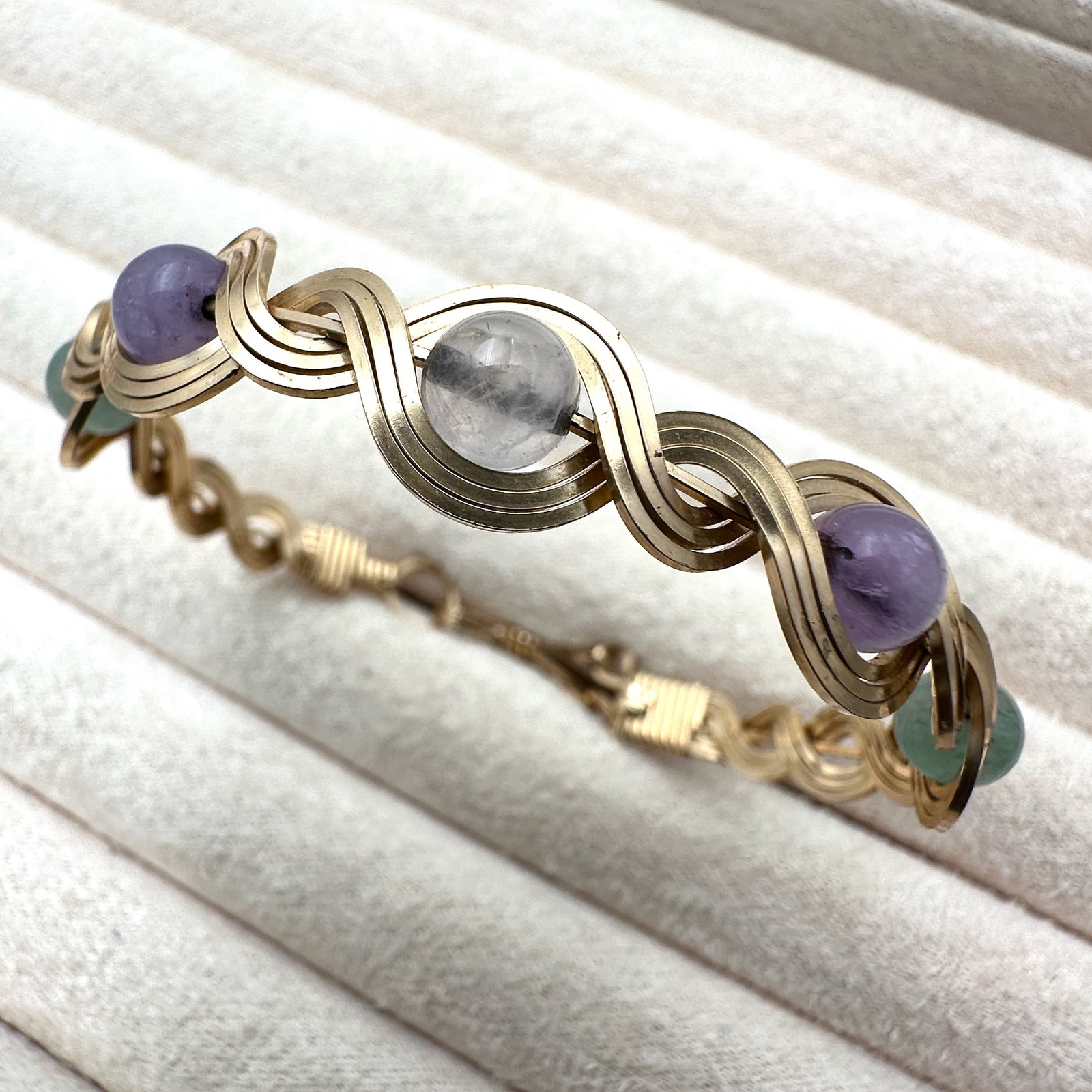 Vintage Multi Gemstone Bead Gold Filled Bracelet 6 Inch (1 of 2)