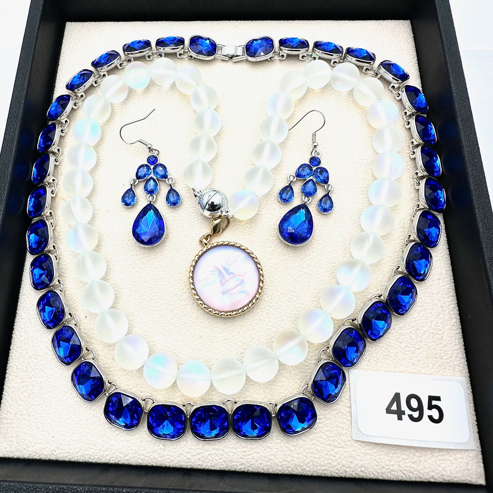 Jewelry Group Lot Blue Crystal Necklace Earrings Kirks Folly Charm and Bead Necklace (1 of 2)