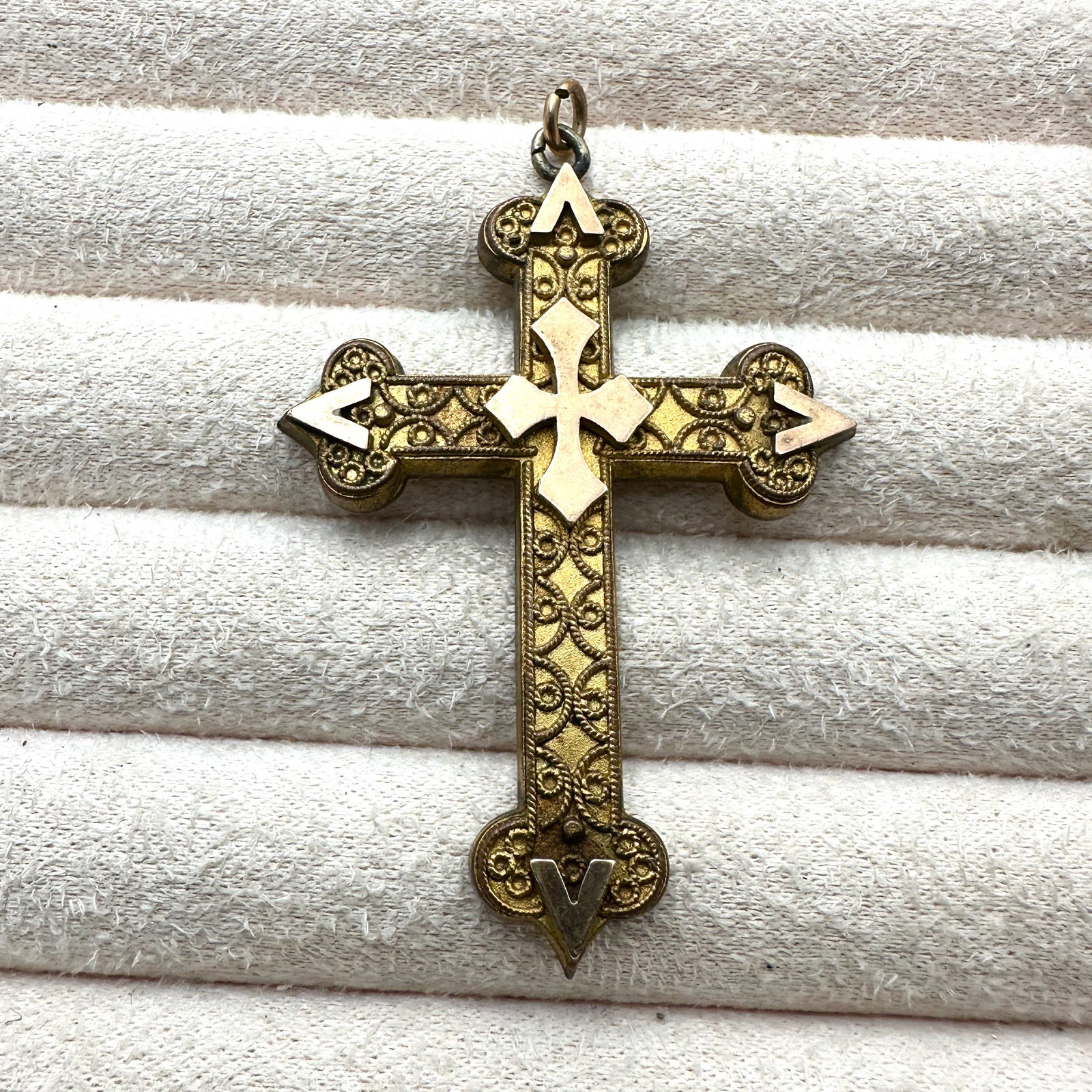 Antique Victorian Gold Filled Large Cross Pendant 2.5 Inch: Antique Victorian Gold Filled Large Cross Pendant 2.5 Inch