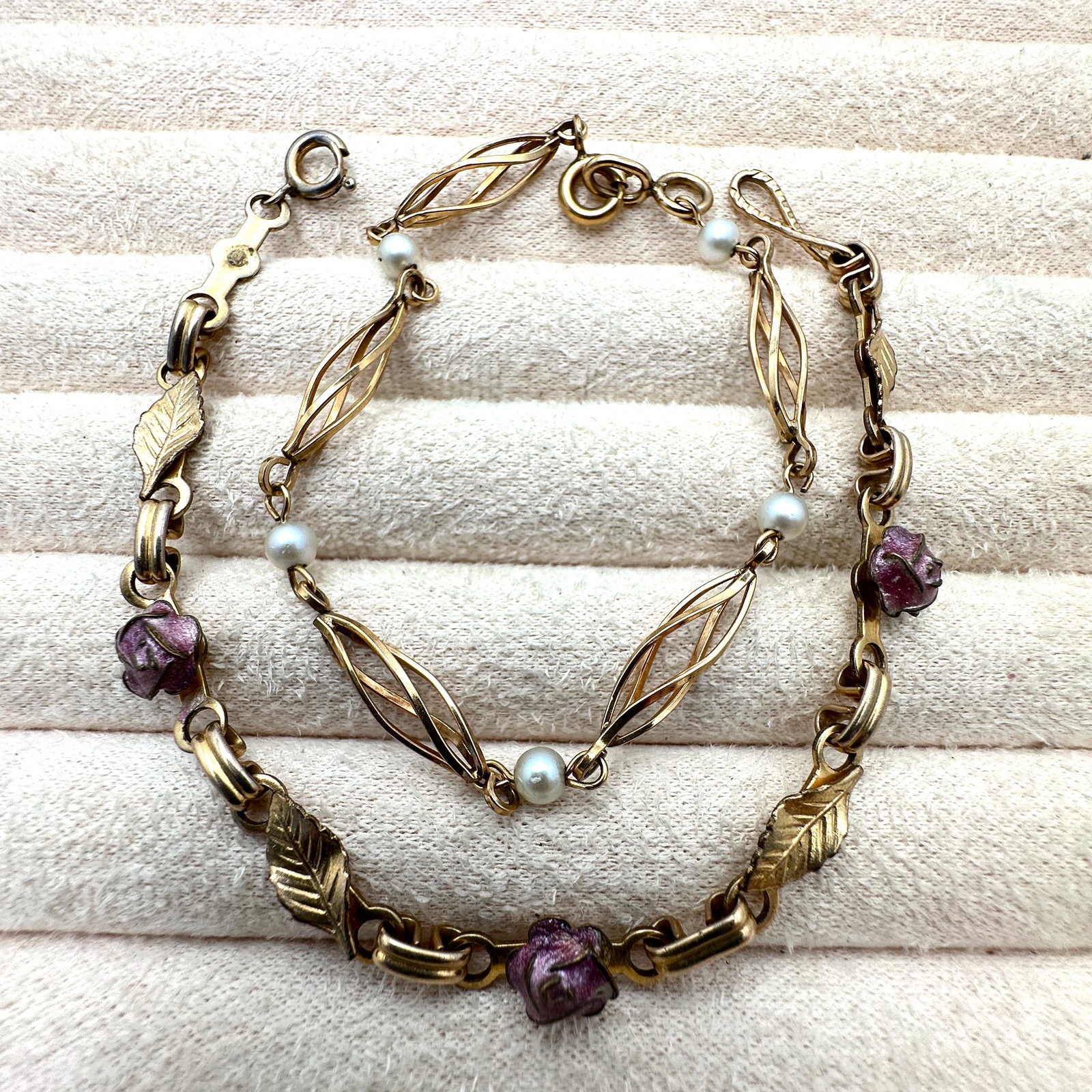 Antique Vintage Lot of Two Gold Filled Bracelets 7 Inch Each (1 of 2)