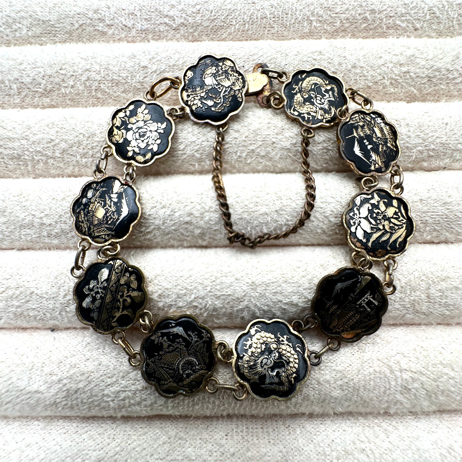 Vintage Damascene Enamel Bracelet 7 Inch (1 of 2)