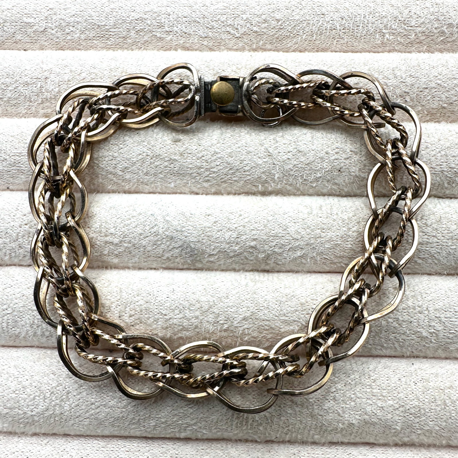 Antique Vintage Gold Filled Fancy Chain Link Bracelet for Charms or Wear Alone 8 Inch Length: Antique Vintage Gold Filled Fancy Chain Link Bracelet for Charms or Wear Alone 8 Inch Length