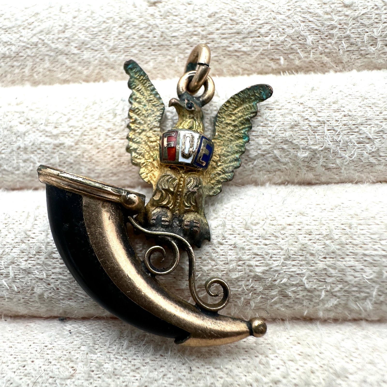 Antique Gold Filled Fob Eagle Horn 1.25 Inch: Antique Gold Filled Fob Eagle Horn 1.25 Inch