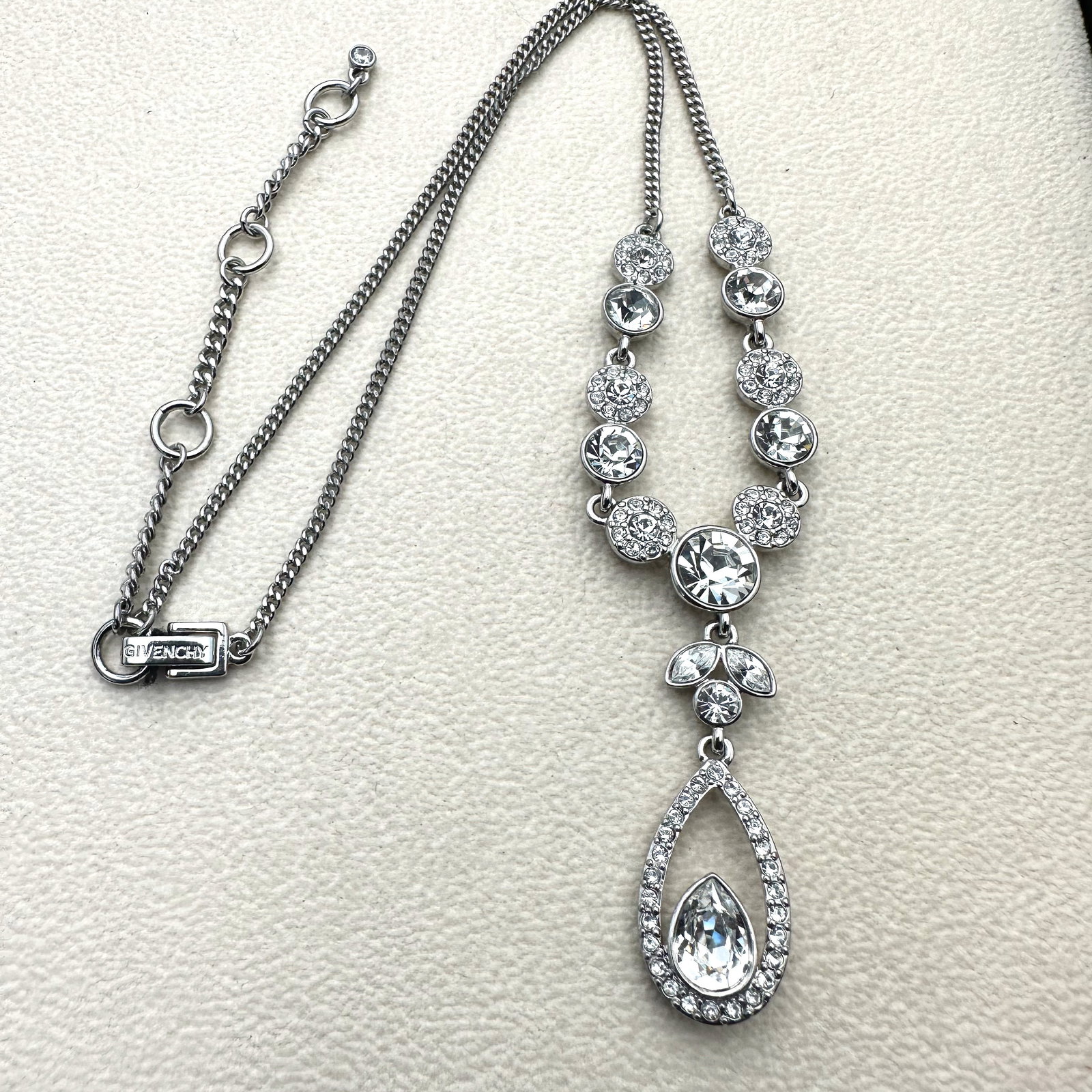 Swarvoski Swan Hallmark Clear Crystal Pendant Drop Silver Plated Necklace 16 to 18 Inch Chain (1 of 2)
