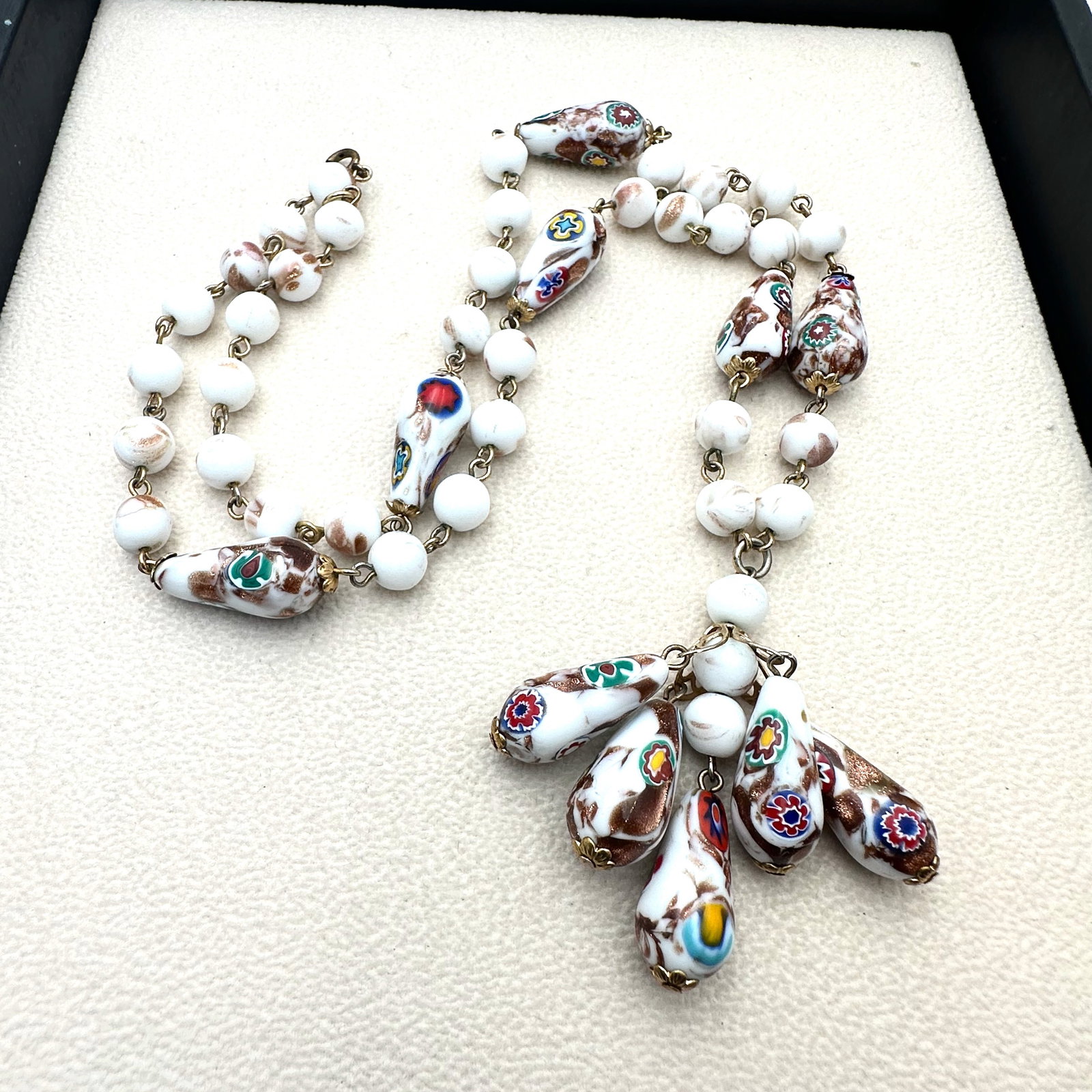 Vintage Multicolor Murano Glass Bead Necklace 22 Inch Length (1 of 2)