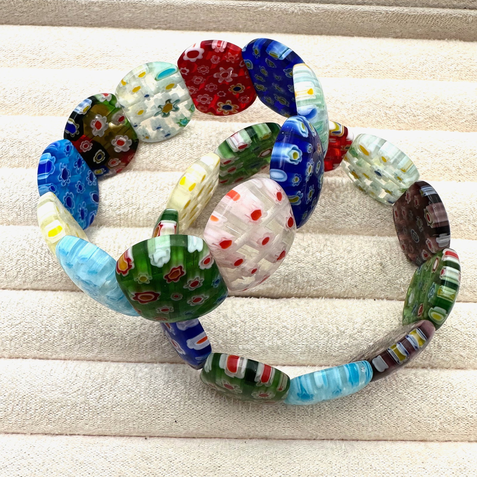 Group Lot of Two Italian Murano Glass Bracelets Adjustable Size (1 of 2)