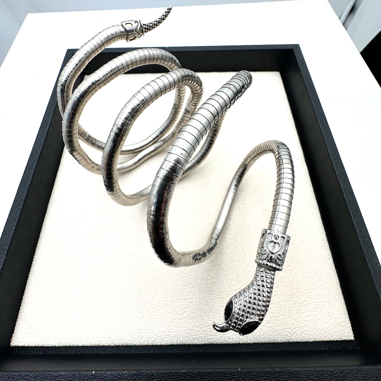 Vintage Silver Tone Snake Cuff Bracelet or Necklace Can Be Worn Multiple Ways (1 of 2)