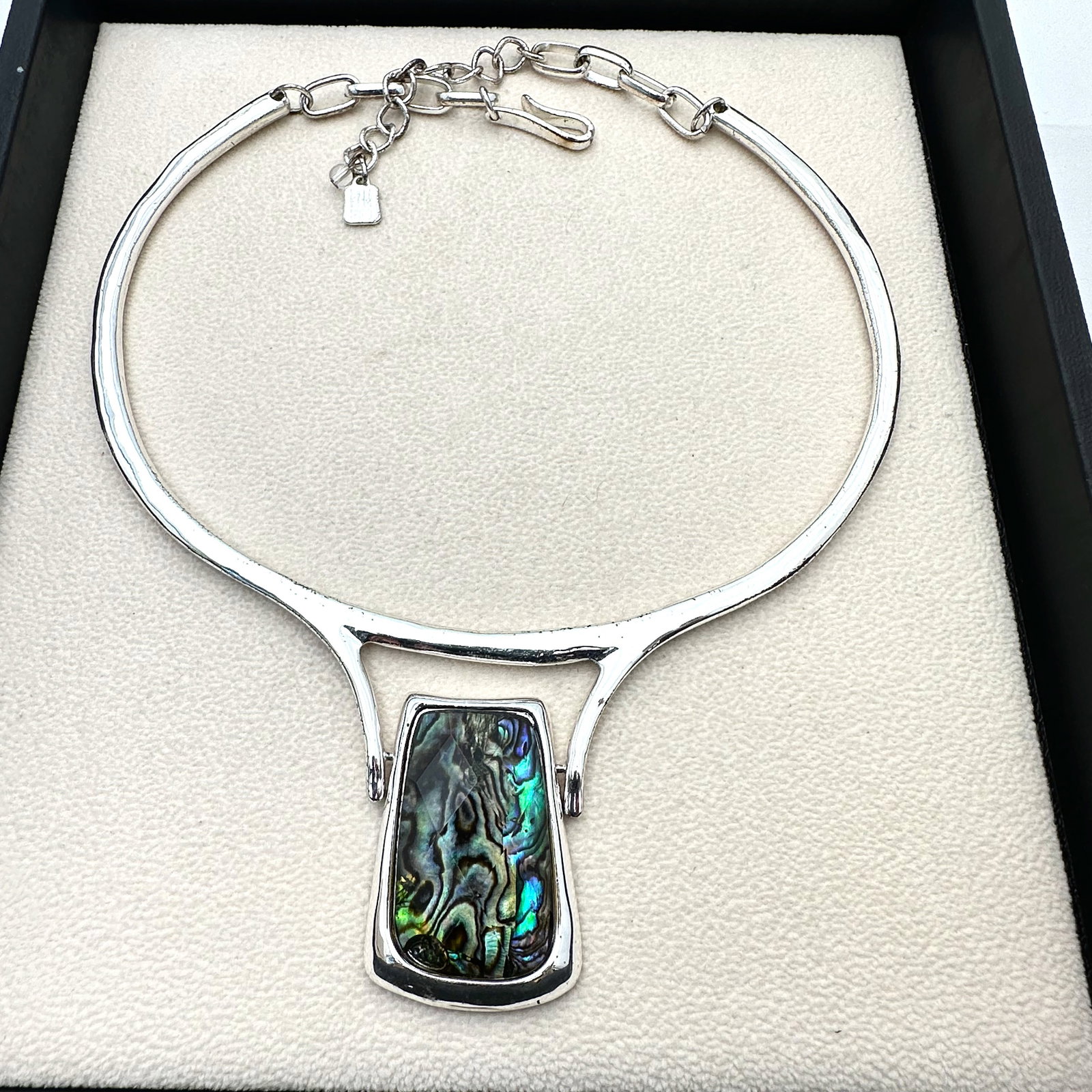 RLM Robert Lee Morris Abalone Doublet Silver Plated Statement Necklace (1 of 2)