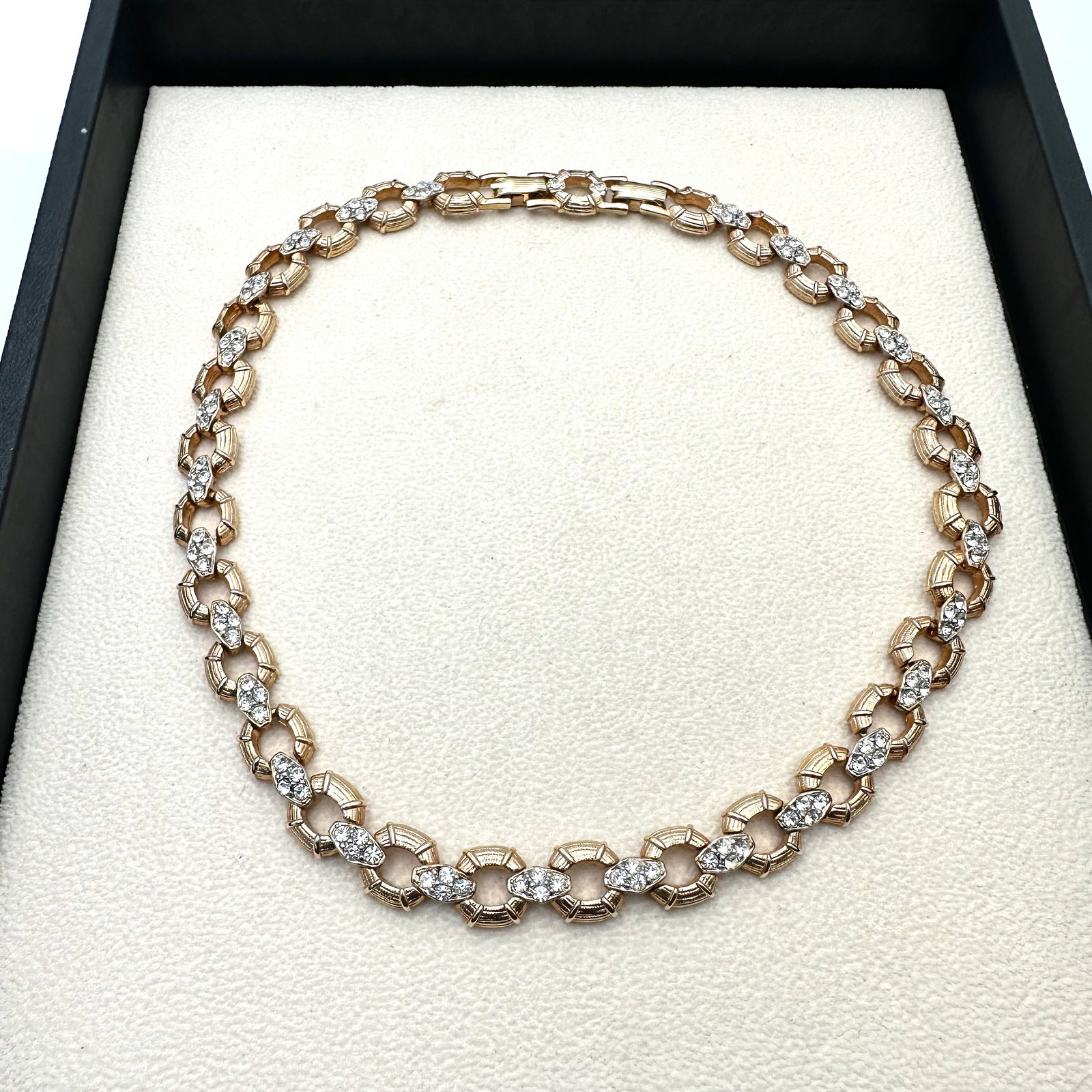 Vintage Hobe' Clear Rhinestone Gold Tone Necklace 16 Inch Length (1 of 2)