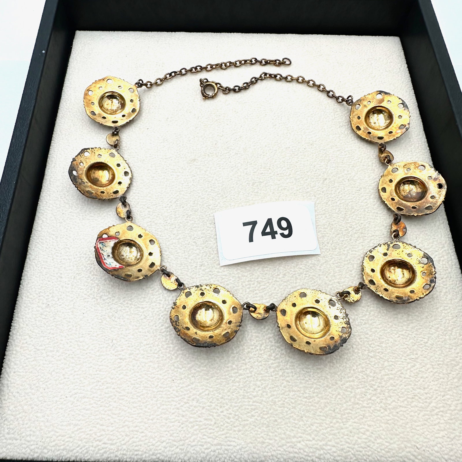 Vintage Italian Damascene Gold Tone Necklace 16 Inch Length - 2
