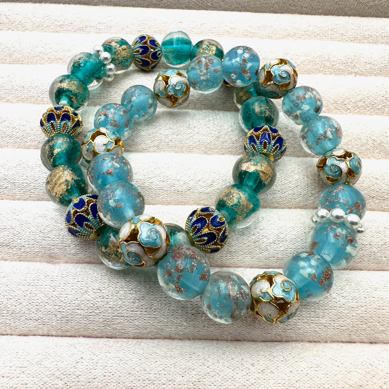 Group Lot of Two Murano Glass Bead Bracelets (1 of 2)