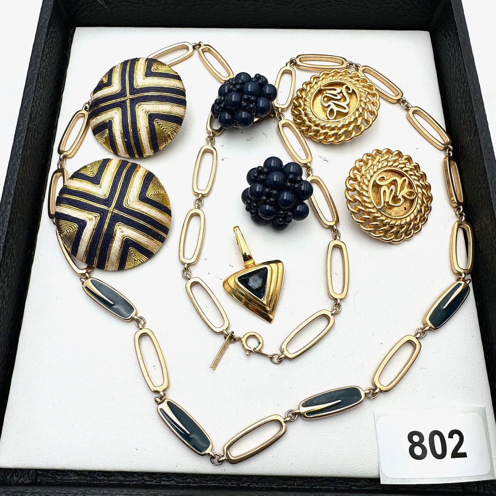 Vintage Group Jewelry Lot Swarovski Blue Crystal Pendant Jones New York Blue Enamel Necklace and (1 of 2)