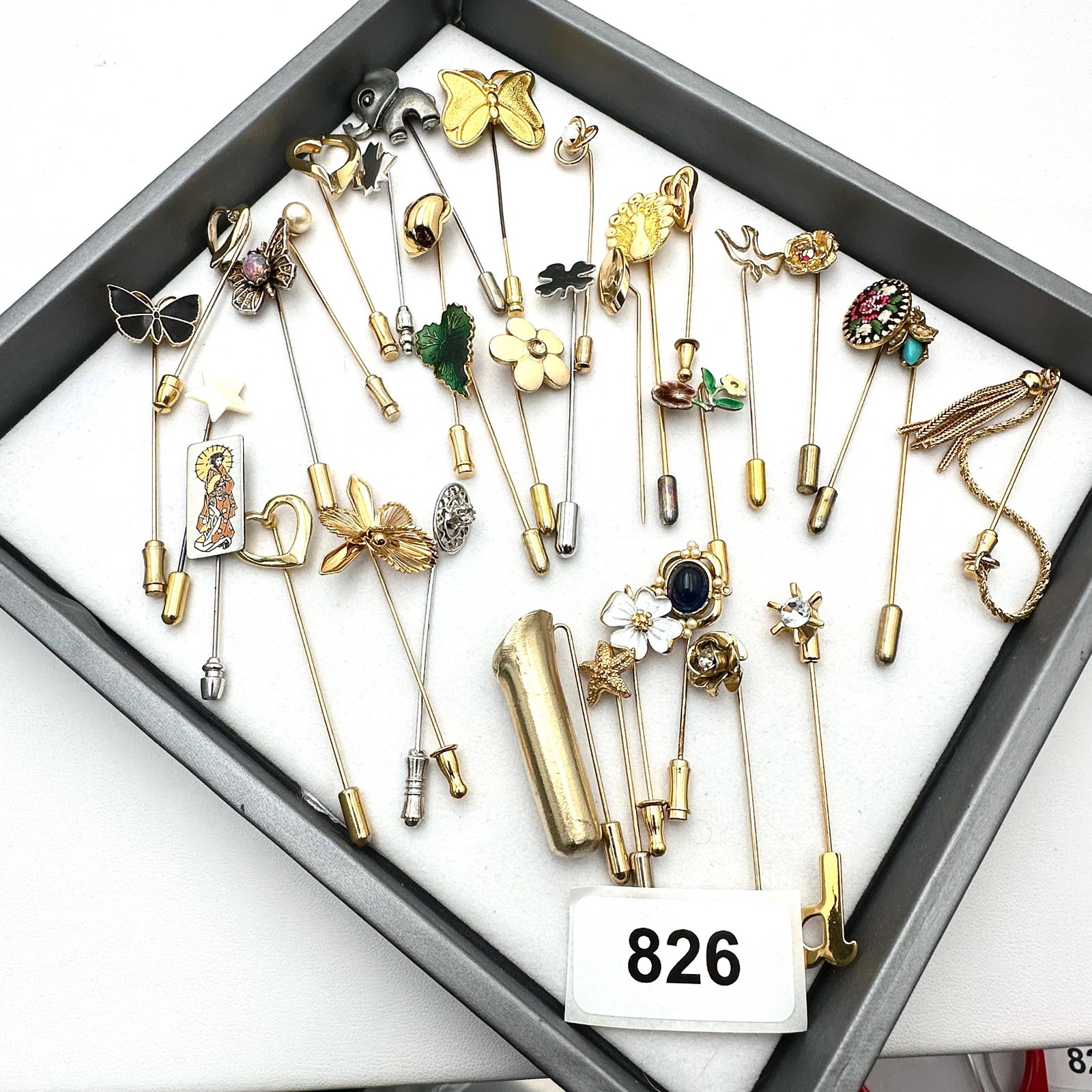 Vintage Group Jewelry Lot Stick Pins Bug Butterfly Flower Elephant and More (1 of 2)