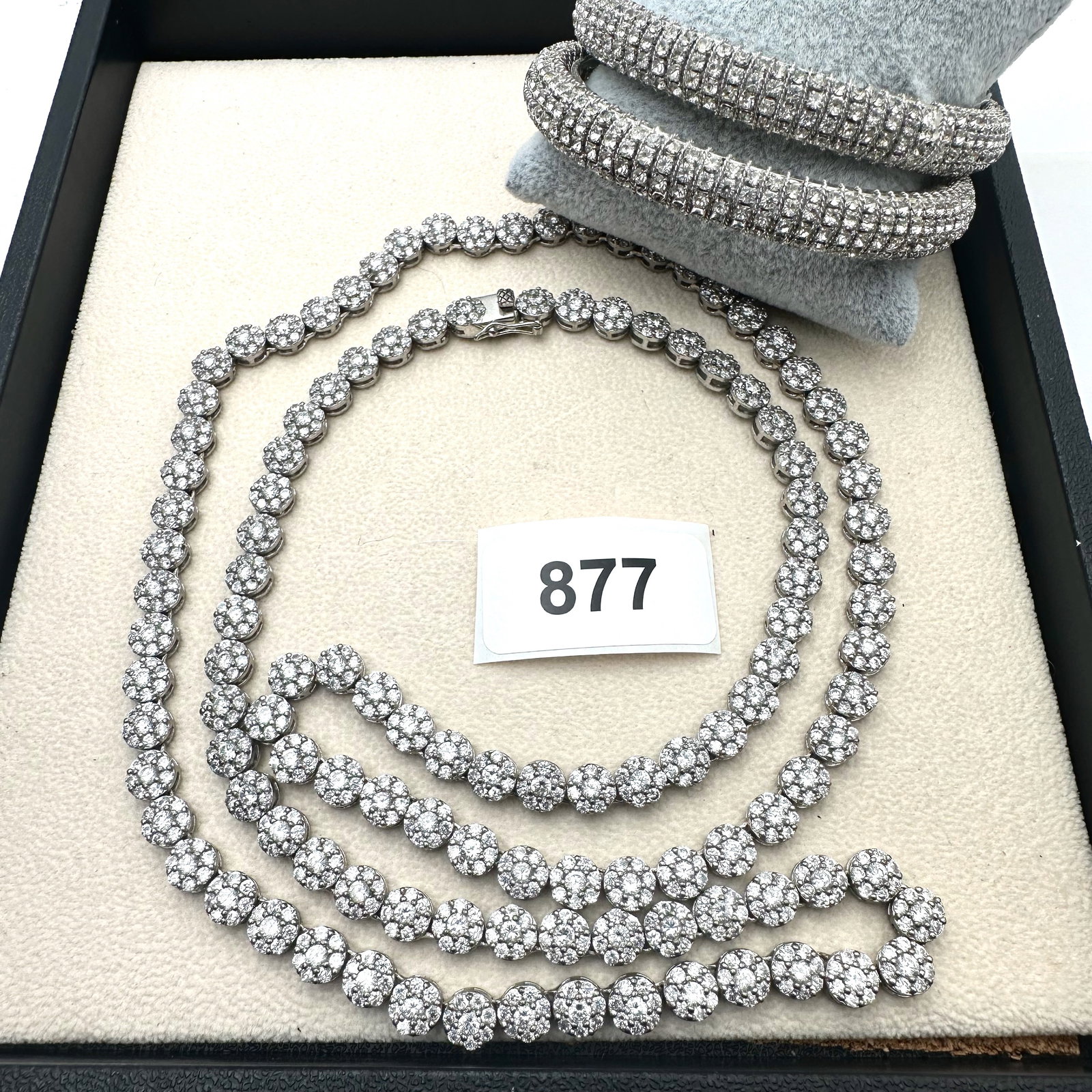 Amazing 36 Inch Length Cubic Zirconia Tennis Necklace and Coordinating Bangle Bracelets: Amazing 36 Inch Length Cubic Zirconia Tennis Necklace and Coordinating Bangle Bracelets