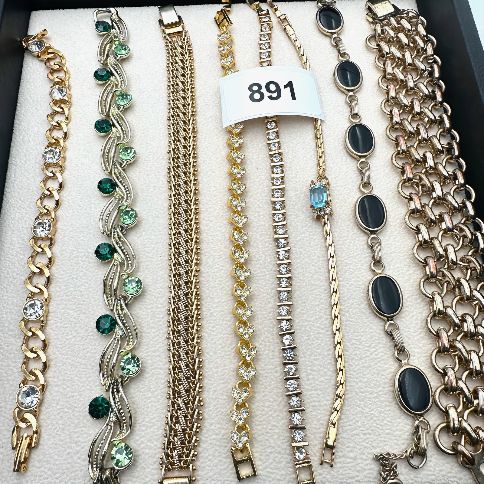 Vintage Group Jewelry Lot Bracelets Crystal Rhinestone Gold Tone (1 of 2)