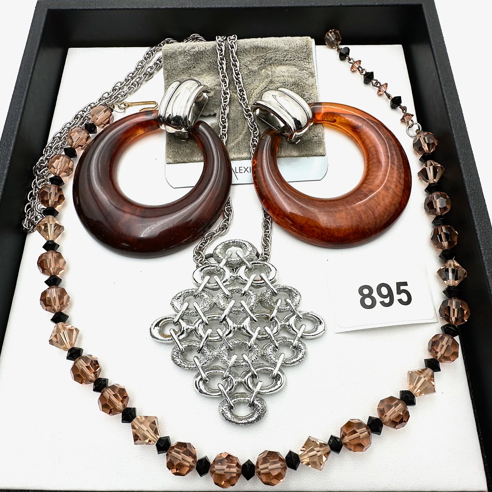 Vintage Group Jewelry Lot Huge Alexis Kirk Tortoise Door Knocker Earrings Crystal and Silver Tone: Vintage Group Jewelry Lot Huge Alexis Kirk Tortoise Door Knocker Earrings Crystal and Silver Tone Necklaces