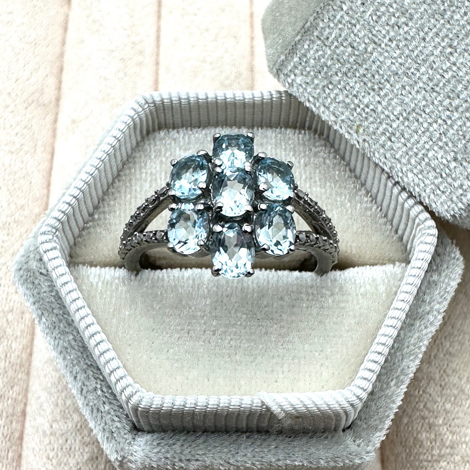 Blue Topaz Gemstone Silver Plated Stainless Steel Ring Size 9 Box Included (1 of 2)