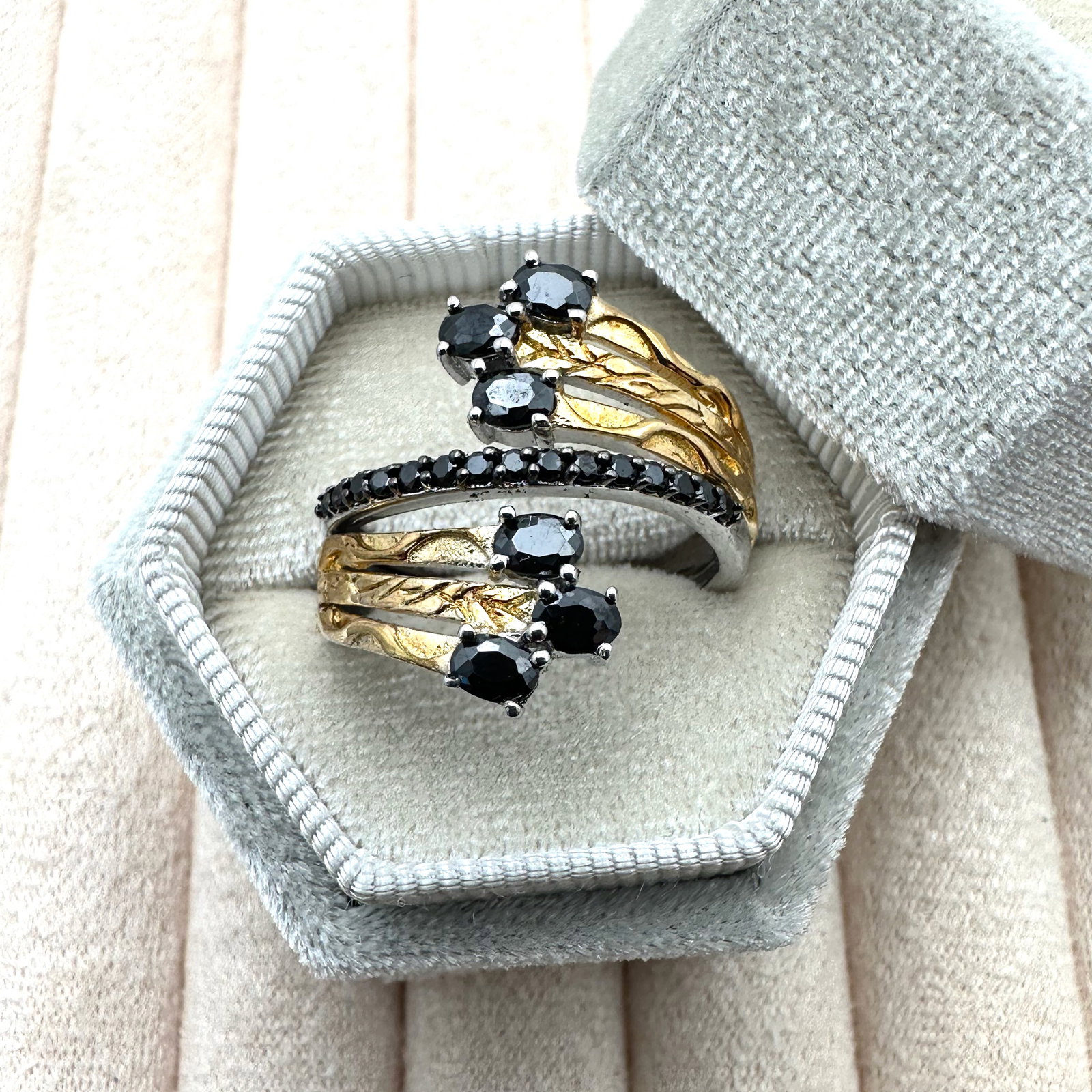 Karis Silver and Gold Plated Gemstone Ring Size 10 Box Included (1 of 2)