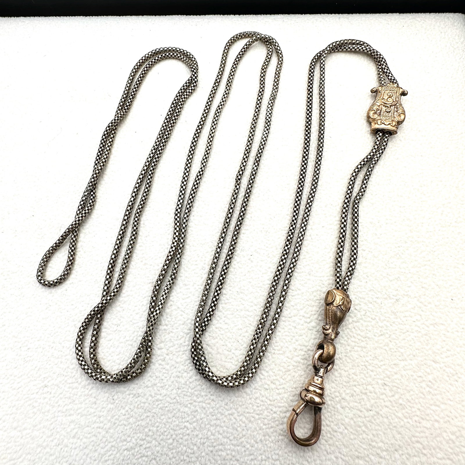Antique Extra Long Gold Filled Pocket Watch Chain with Slide 28 Inch (1 of 2)