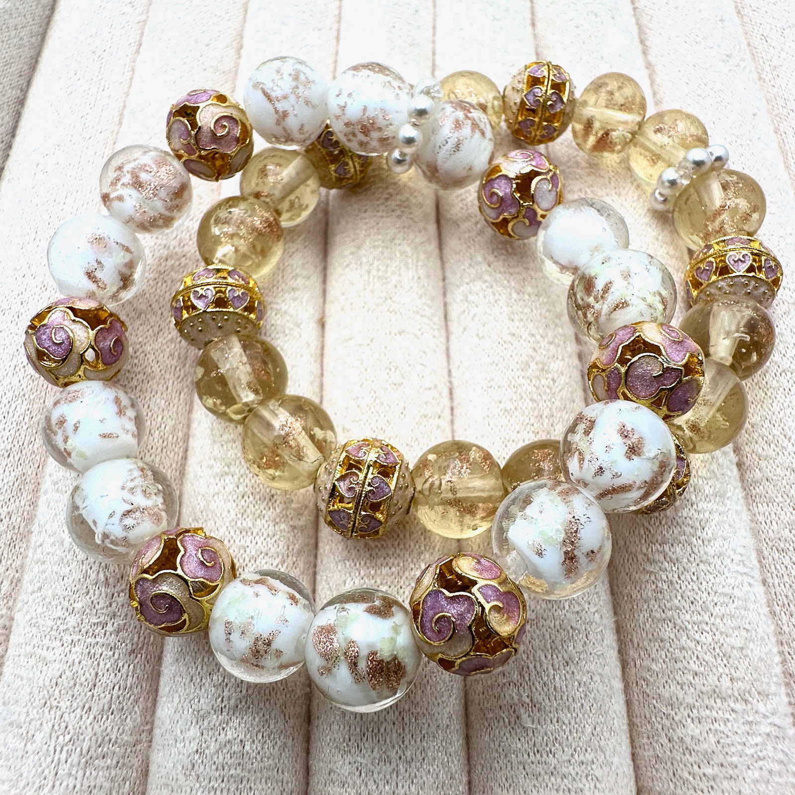 Group Lot of Two Murano Glass Bead Bracelets (1 of 2)