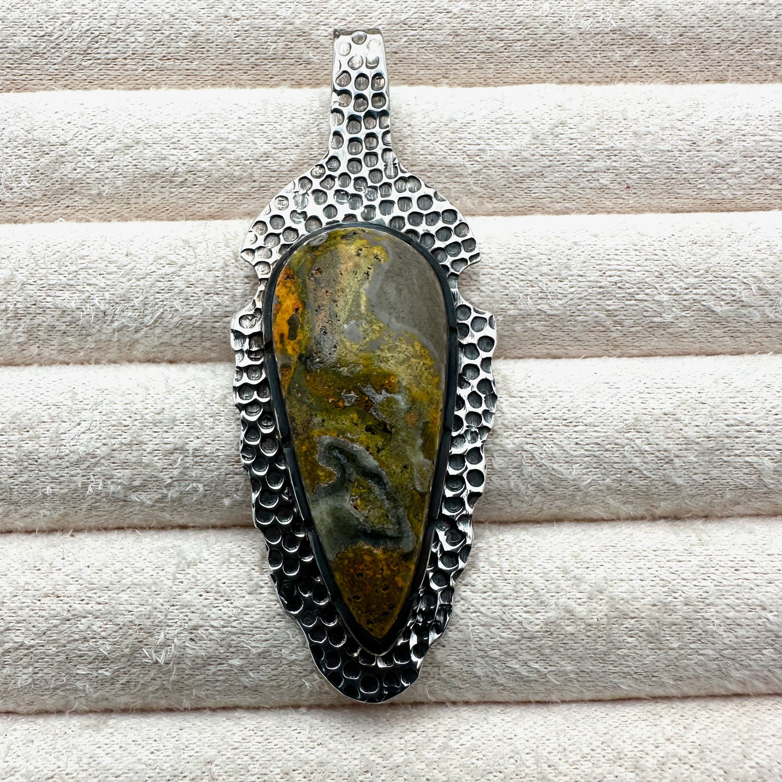 Bumble Bee Jasper Sterling Silver Pendant 2.5 Inch Length Weight 15 Grams: Bumble Bee Jasper Sterling Silver Pendant 2.5 Inch Length Weight 15 Grams