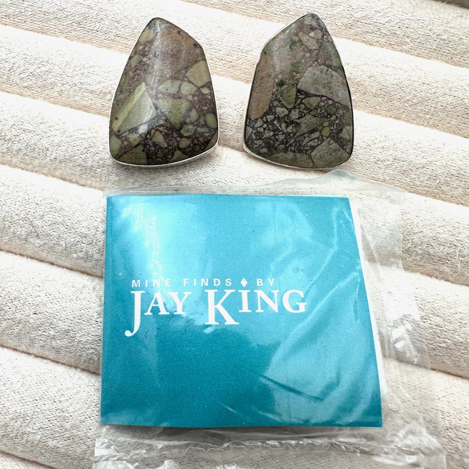 Jay King Desert Rose Trading Brown Speckled Gemstone Sterling Silver Earrings Pierced 1.25 Inch (1 of 2)