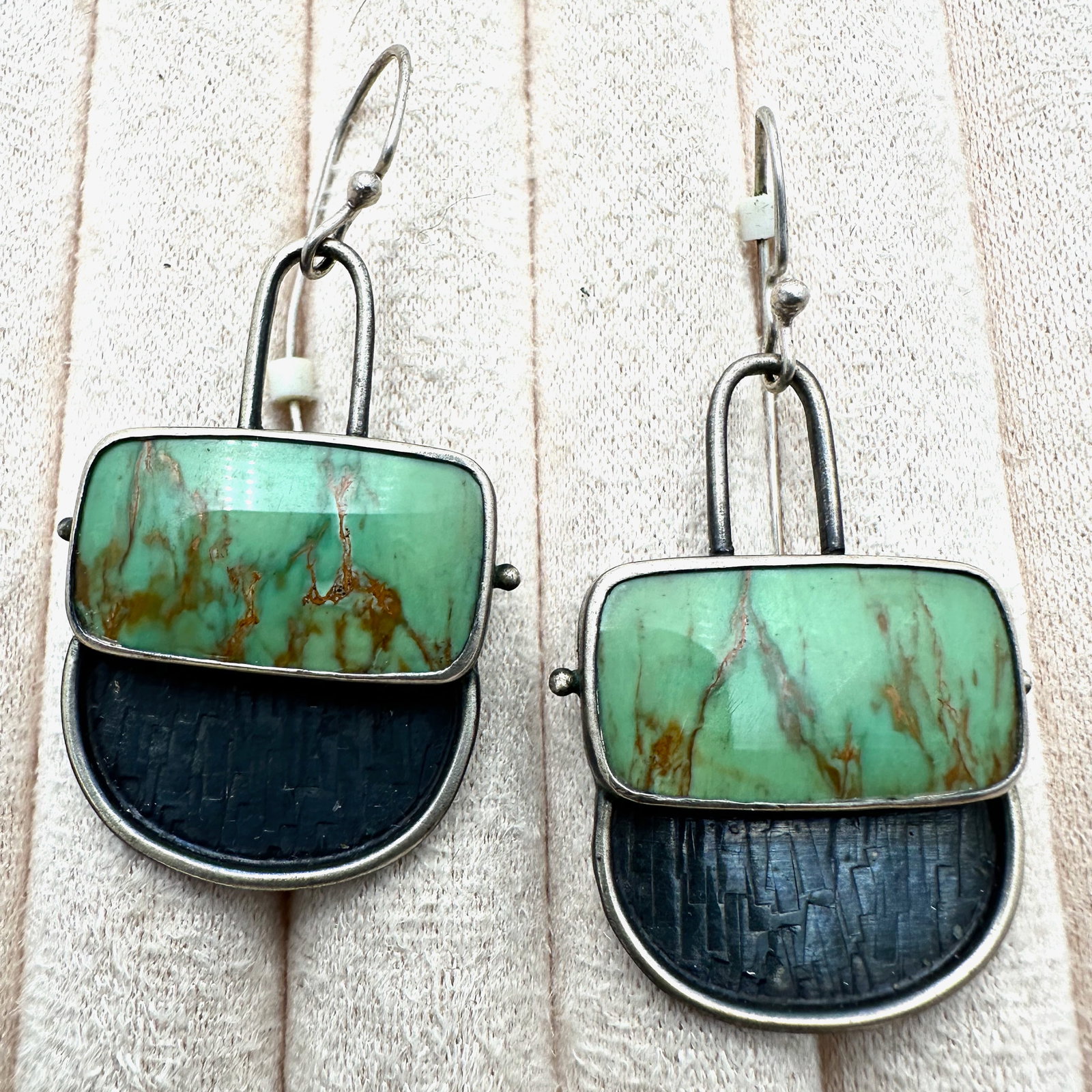 Artisan Green Variscite Sterling Silver Chandelier Earrings Pierced 2 Inch: Artisan Green Variscite Sterling Silver Chandelier Earrings Pierced 2 Inch