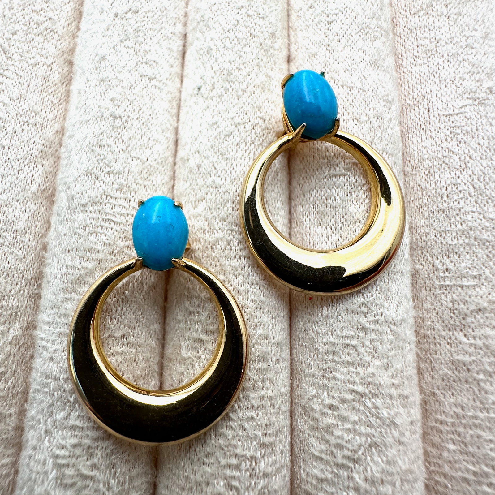 Sleeping Beauty Turquoise Gold Plated Sterling Silver Pierced Earrings 1.25 Inch: Sleeping Beauty Turquoise Gold Plated Sterling Silver Pierced Earrings 1.25 Inch
