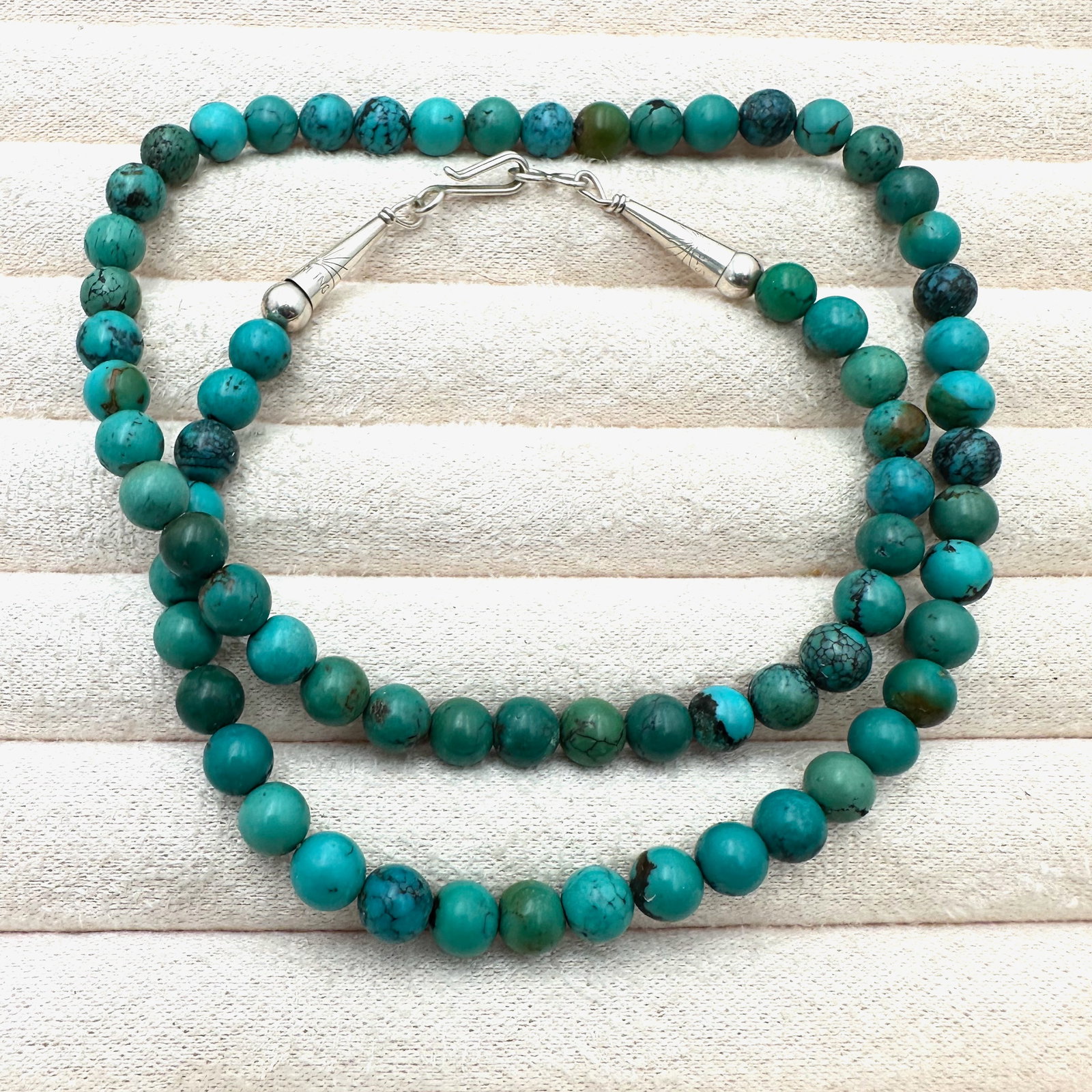 Vintage Native American Turquoise Sterling Silver Necklace 18 Inch Length (1 of 2)