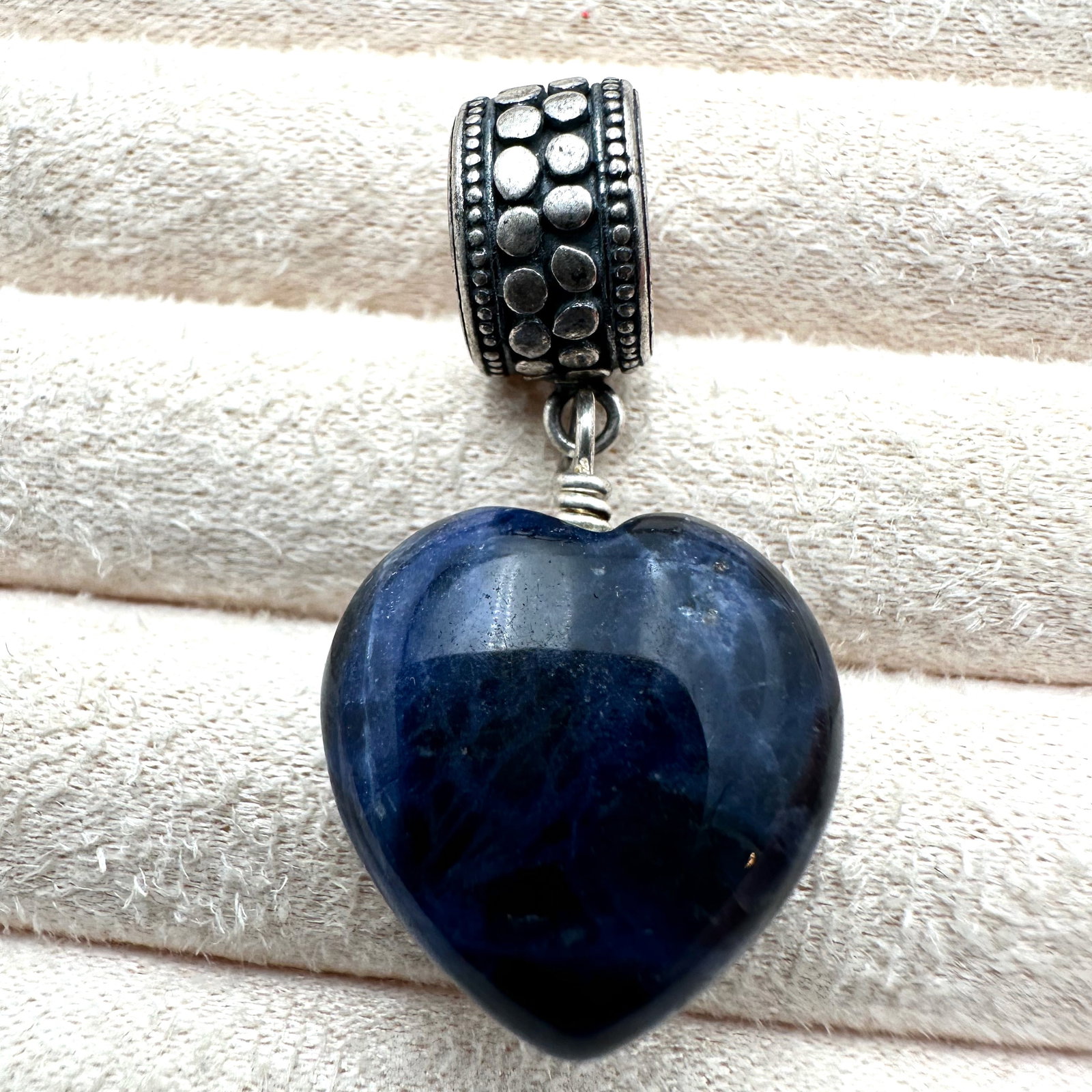 Jay King Desert Rose Trading Blue Lapis Lazuli Heart Sterling Silver Pendant 1.75 Inch (1 of 2)
