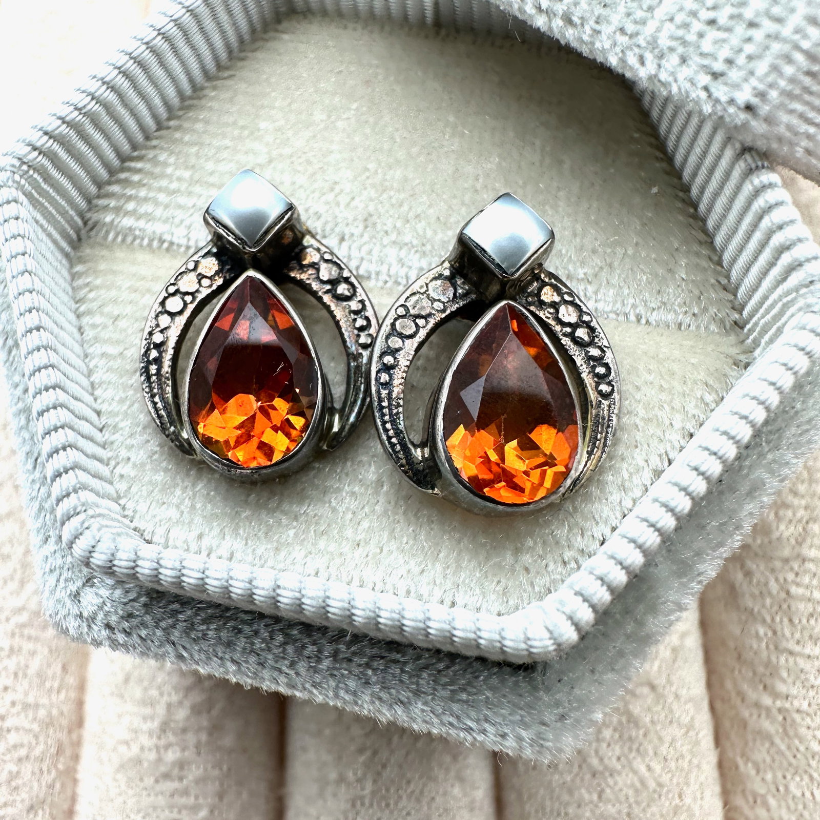 Nicky Butler Orange Gemstone Pearl Sterling Silver Pierced Earrings Box Included: Nicky Butler Orange Gemstone Pearl Sterling Silver Pierced Earrings Box Included