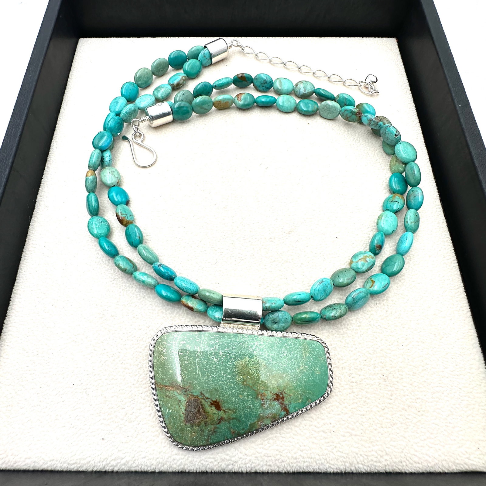 Jay King Desert Rose Trading Blue Green Turquoise Pendant Necklace 18 to 20 Inch (1 of 2)