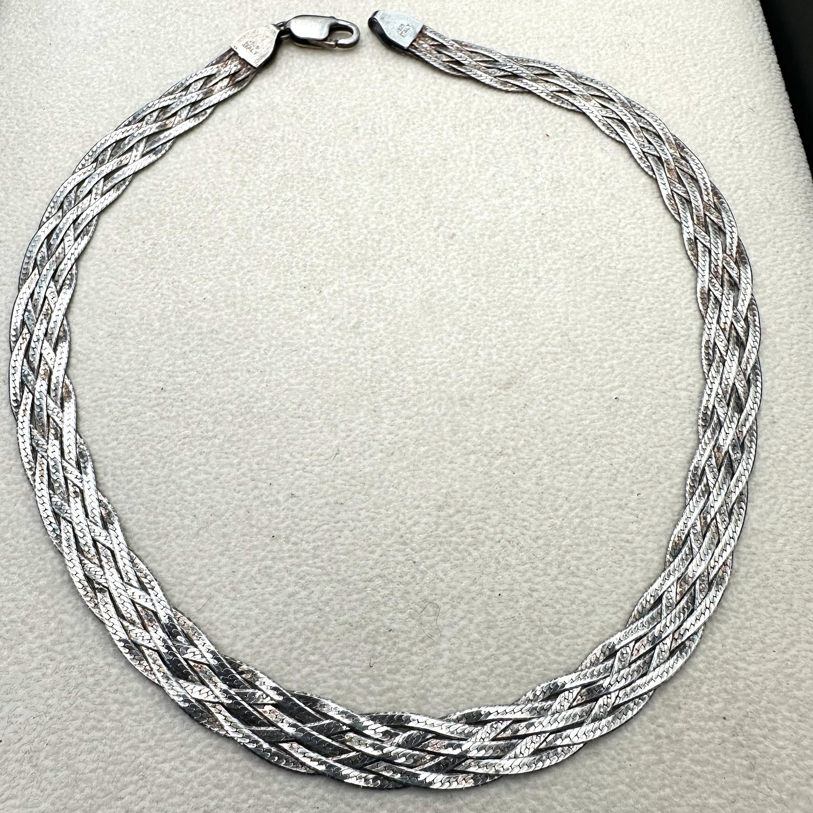 Italy Braided Design Sterling Silver Chain Necklace 16 Inch Length Weight 20 Grams (1 of 2)