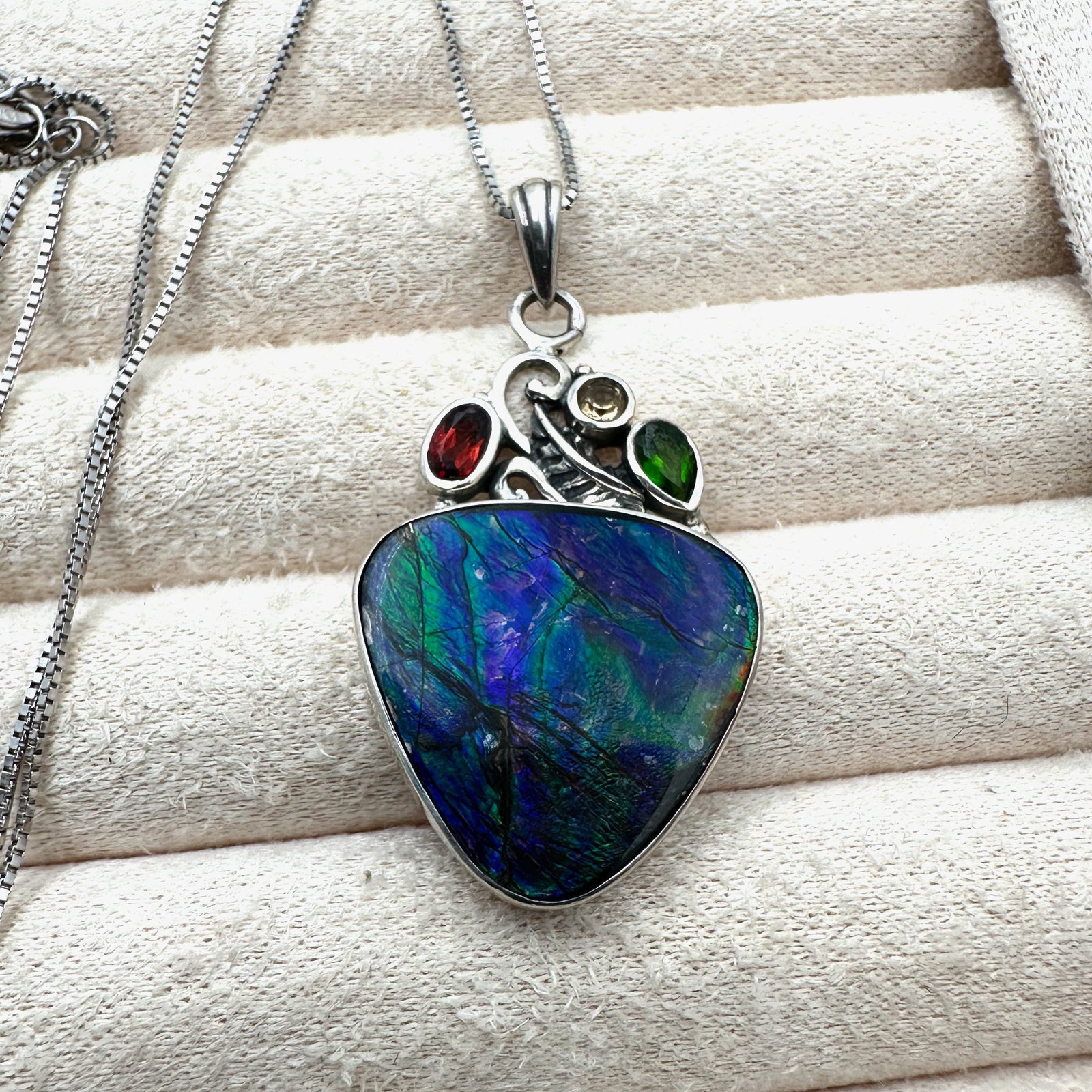 D Joy Opal and Multi Gemstone Sterling Silver Pendant Necklace 20 Inch Chain: D Joy Opal and Multi Gemstone Sterling Silver Pendant Necklace 20 Inch Chain