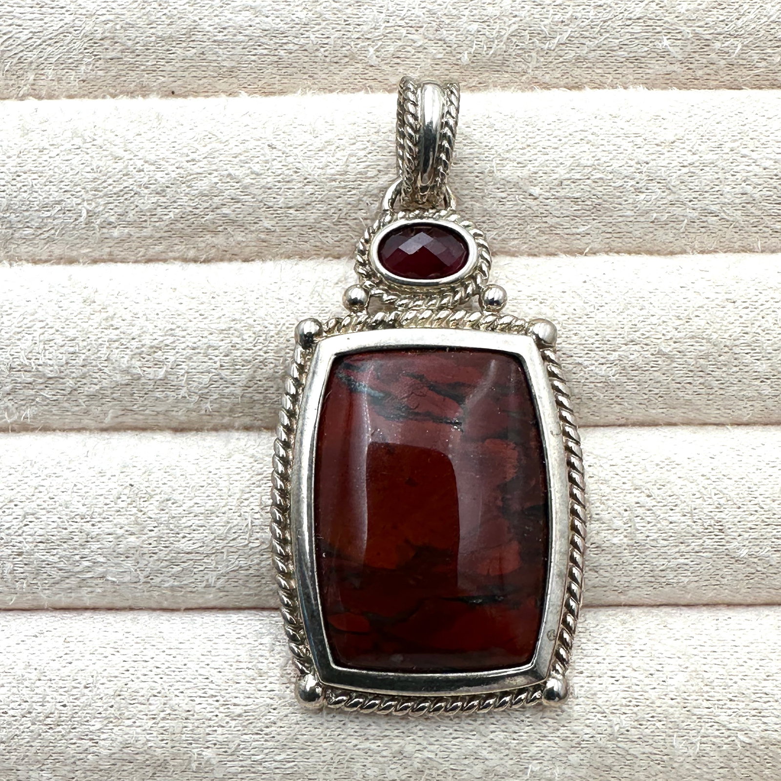 Whitney Kelly Red Gemstone Sterling Silver Pendant For Necklace 2.25 Inch Length: Whitney Kelly Red Gemstone Sterling Silver Pendant For Necklace 2.25 Inch Length