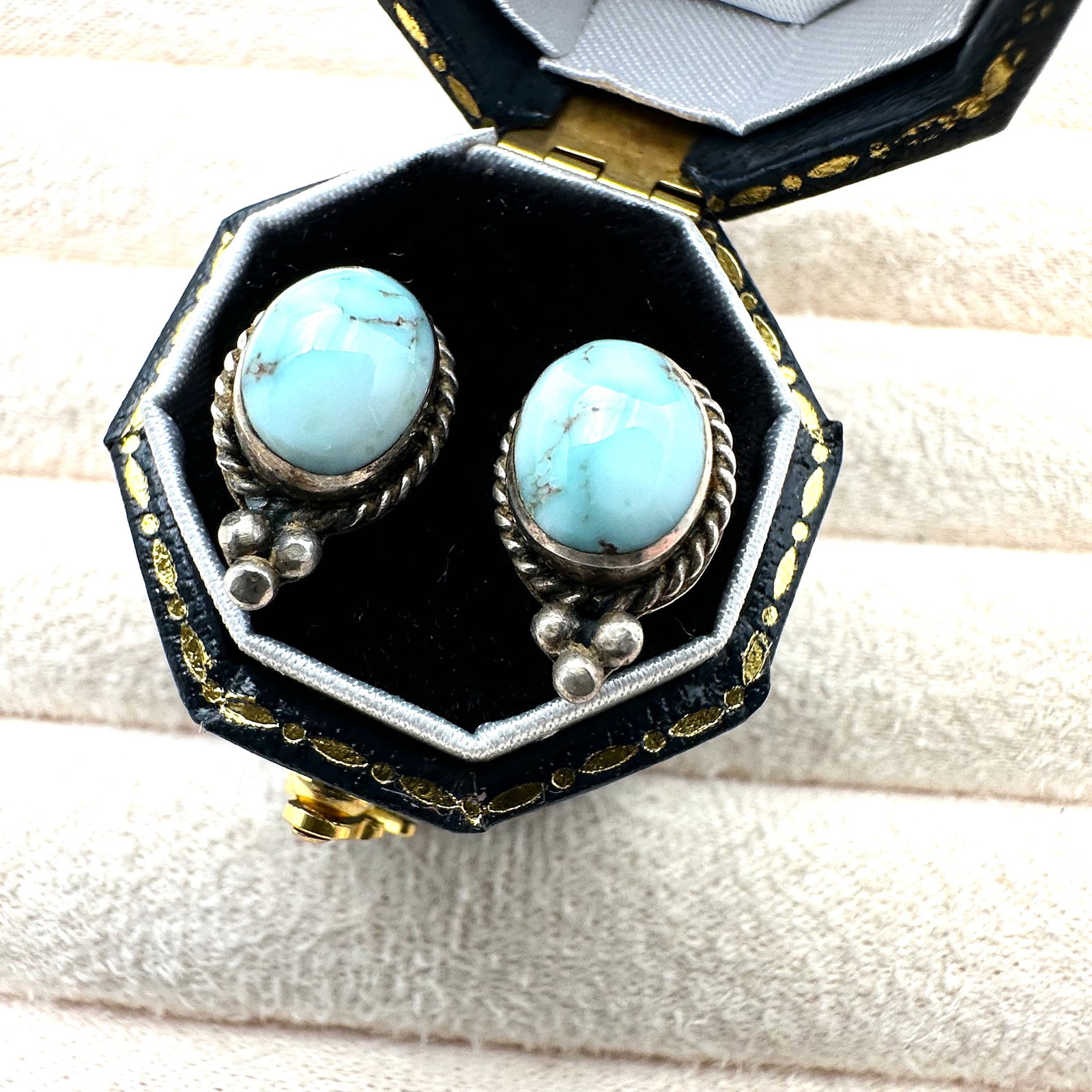 Vintage Larimar Sterling Silver Pierced Earrings Box Included (1 of 2)