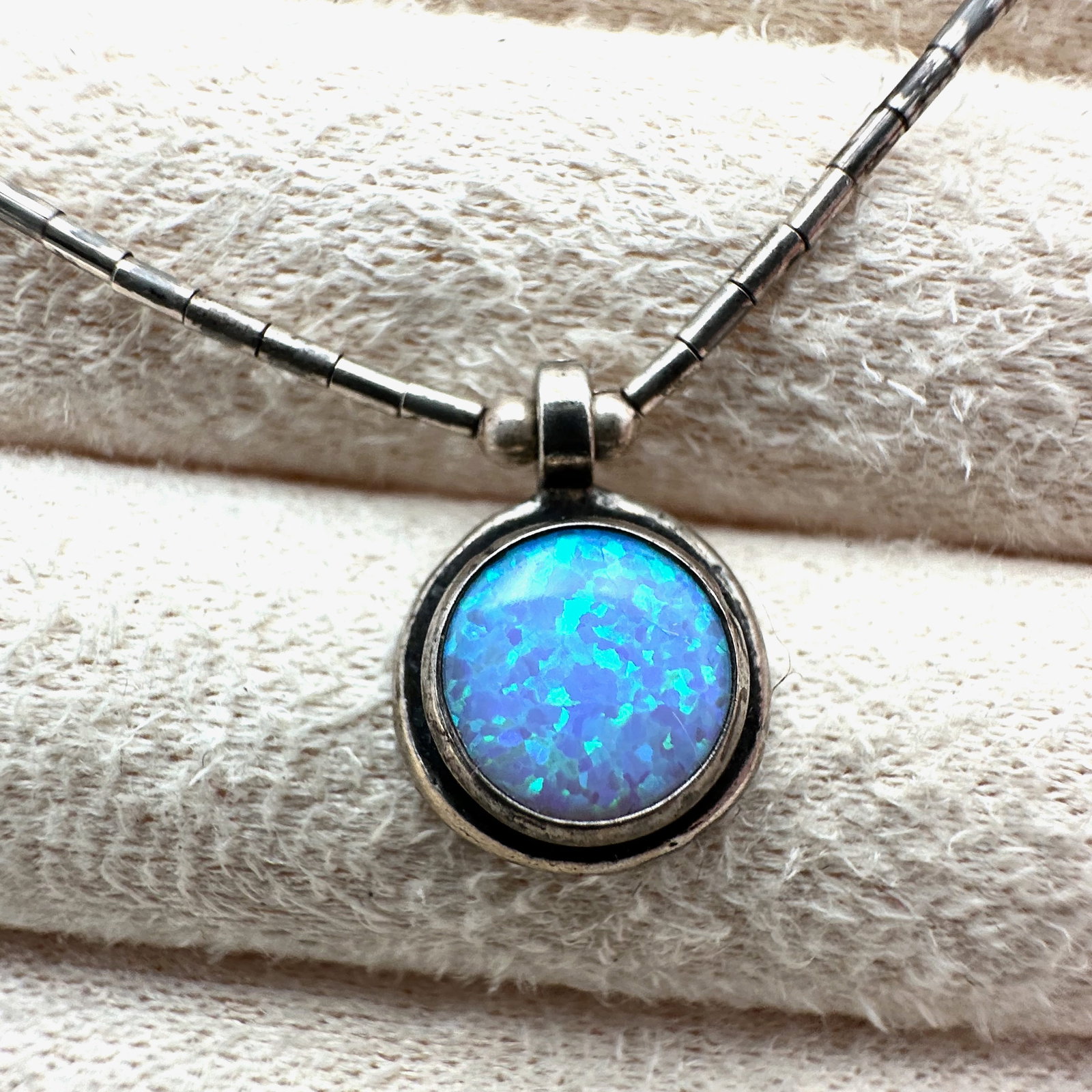 Liquid Silver Necklace Opal Pendant 16 Inch Wearable Length: Liquid Silver Necklace Opal Pendant 16 Inch Wearable Length