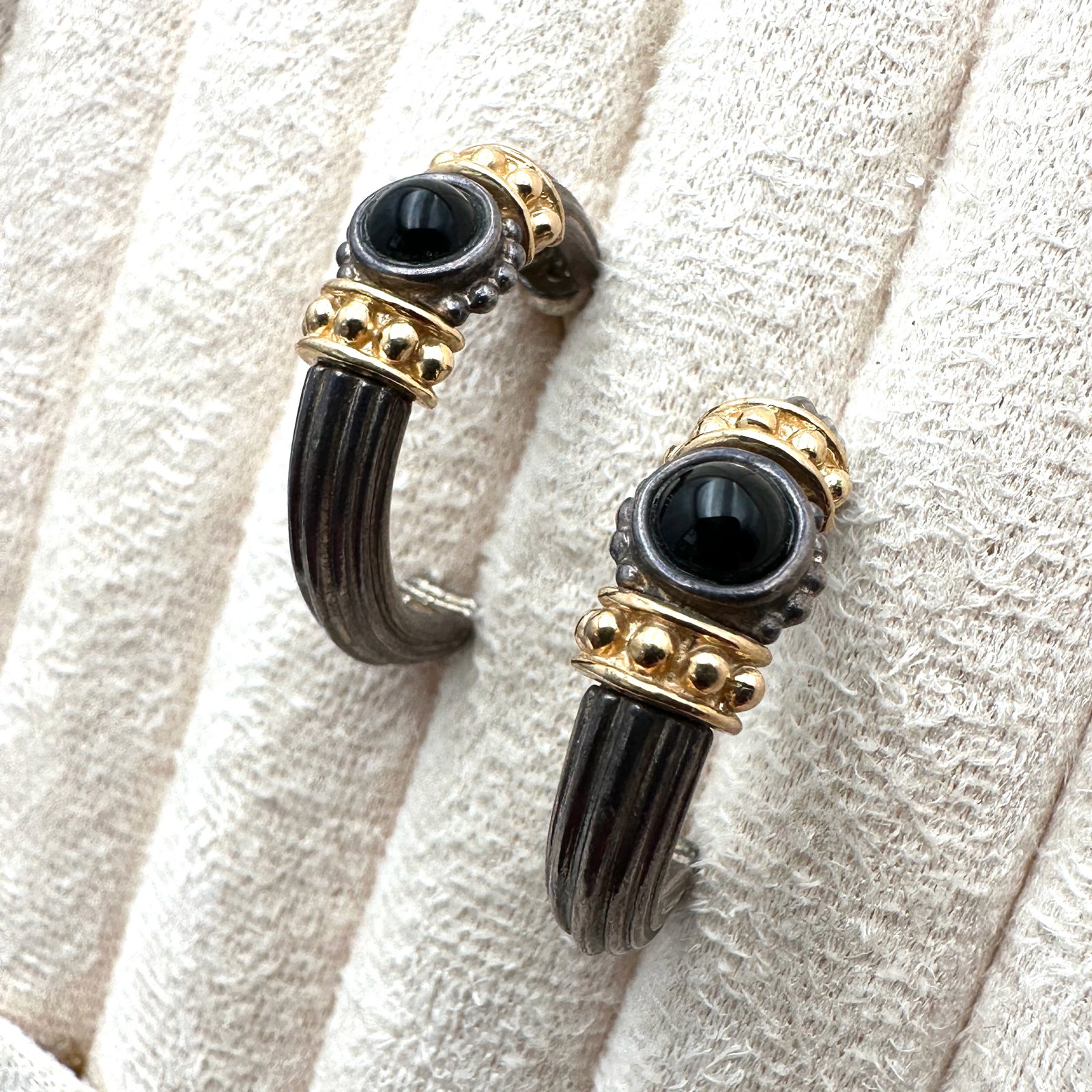 14K Gold And Sterling Silver Pierced Hoop Earrings 1 Inch: 14K Gold And Sterling Silver Pierced Hoop Earrings 1 Inch