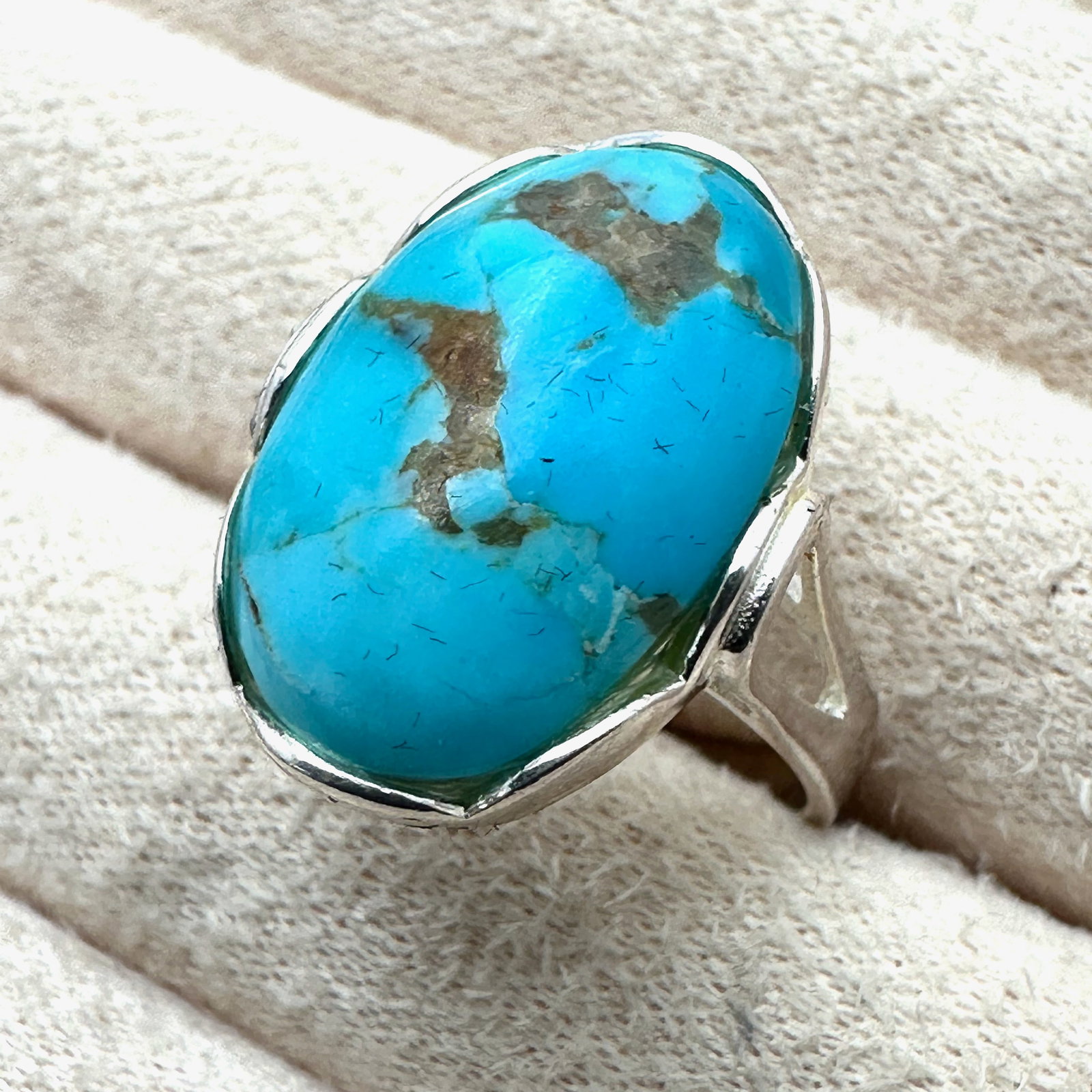 Turquoise Sterling Silver Ring Size 10 Signed NK: Turquoise Sterling Silver Ring Size 10 Signed NK
