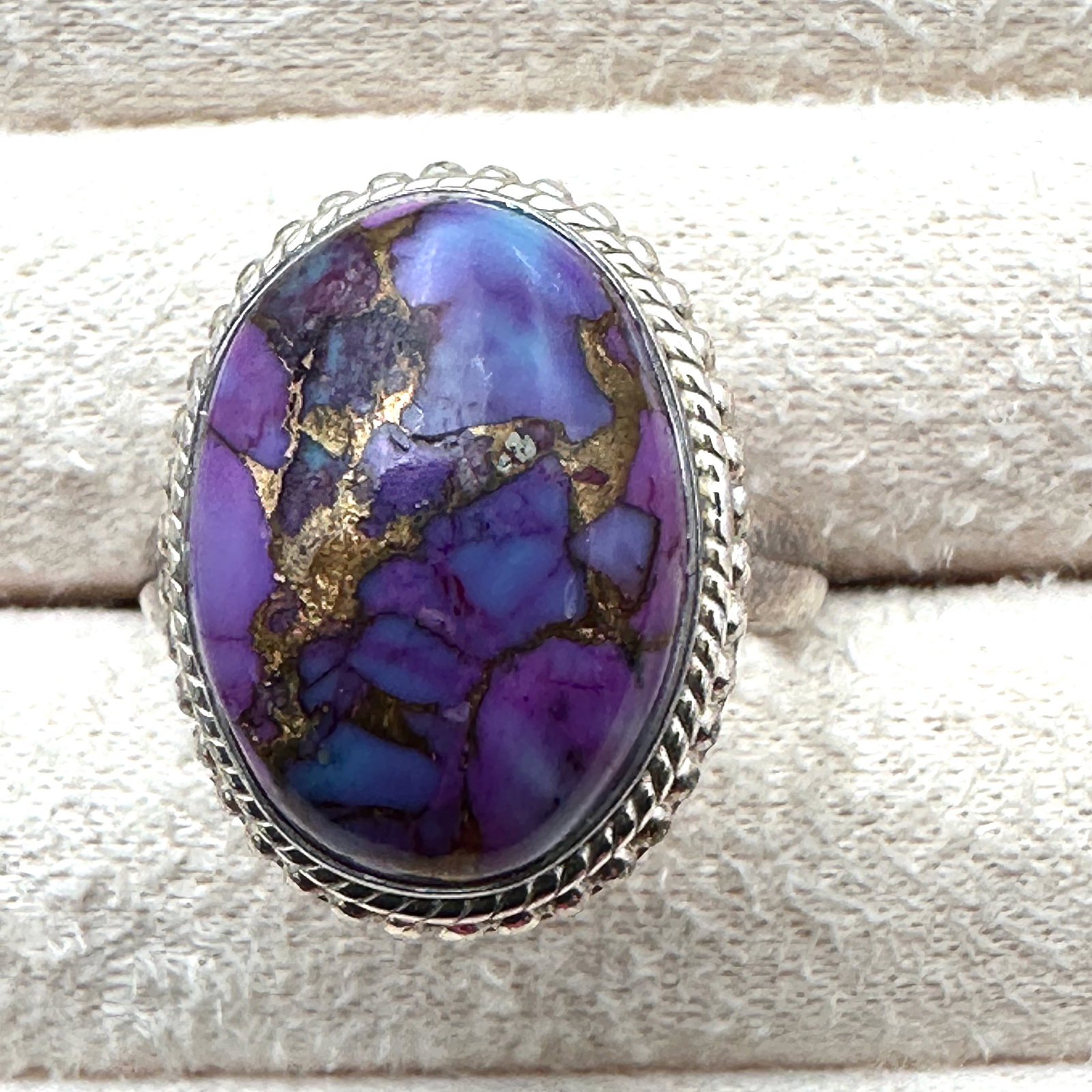 Purple Turquoise Sterling Silver Ring Size 9 Weight 10 Grams (1 of 2)