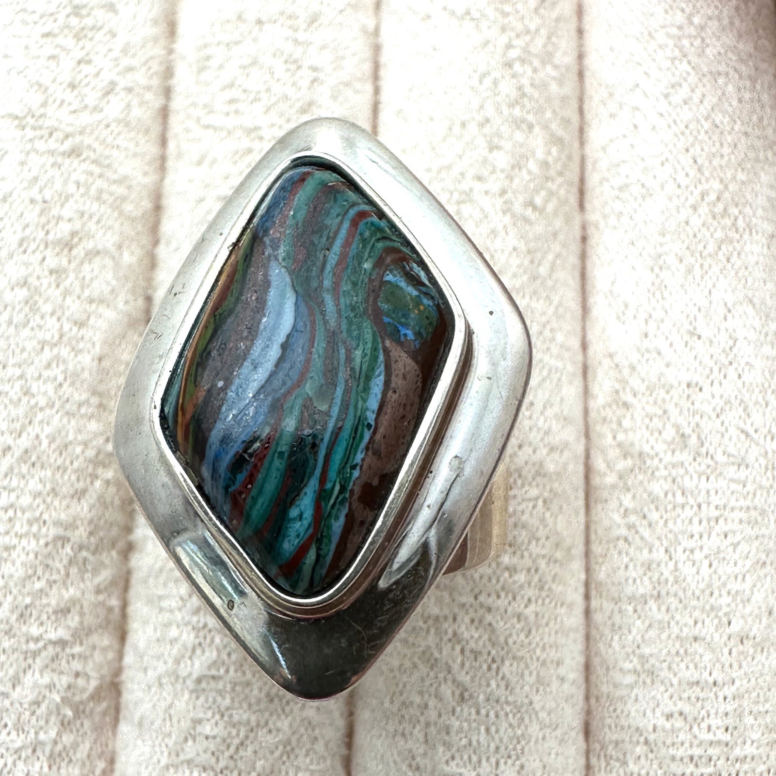 Jay King Desert Rose Trading Rainbow Calsilica Sterling Silver Ring Size 8: Jay King Desert Rose Trading Rainbow Calsilica Sterling Silver Ring Size 9
