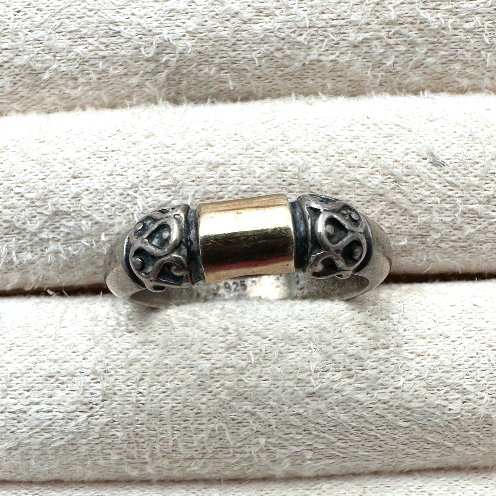 14K Gold & Sterling Silver Ring Band Size 8: 14K Gold & Sterling Silver Ring Band Size 9