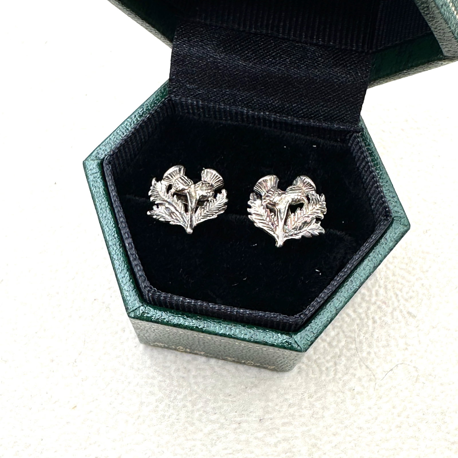 Vintage Scottish Thistle Pierced Stud Earrings Box Included: Vintage Scottish Thistle Pierced Stud Earrings Box Included