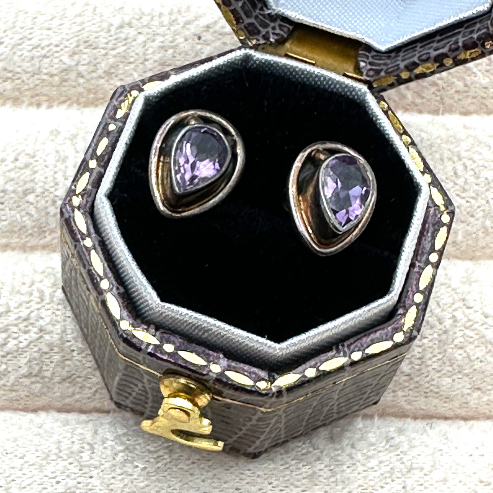 Nicky Butler Purple Amethyst Sterling Silver Pierced Stud Earrings Box Included: Nicky Butler Purple Amethyst Sterling Silver Pierced Stud Earrings Box Included